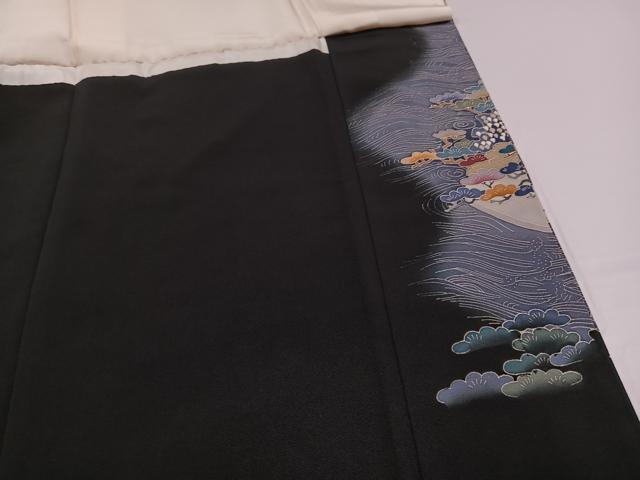 平和屋着物●本加賀友禅作家 黒田勲 黒留袖 浜松文 暈し染め 正絹 逸品 AABA3789ph