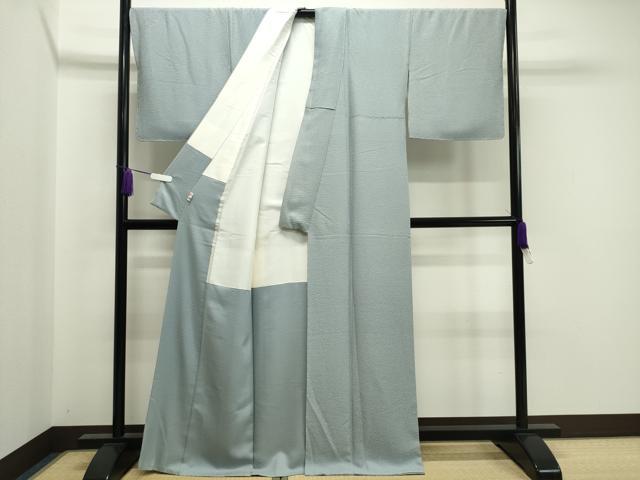平和屋着物●上質な色無地 吉祥地紋 青磁鼠色 正絹 逸品 未使用 CAAX5721gh