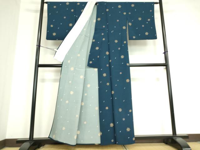 平和屋着物▽小紋 単衣 舞花文 洗える着物 DAAV5714az