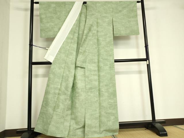 平和屋着物▽上質な紬 単衣 絣流水文 反端付き 正絹 逸品 DAAV5751az