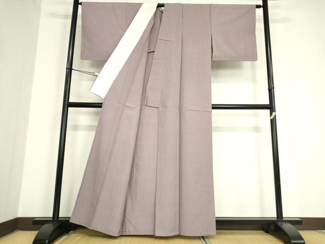 平和屋着物▽手織結城紬 単衣 梅鼠色 証紙付き 正絹 逸品 未使用 DAAV5775az