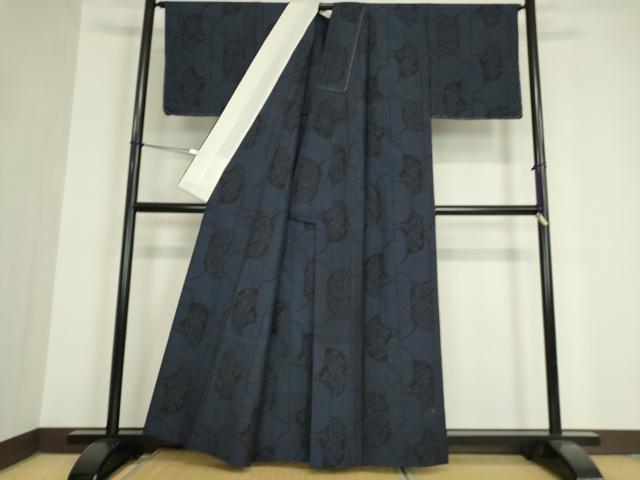 平和屋着物▽結城紬 単衣 地紙花文 80亀甲 正絹 逸品 未使用 DAAV5778az