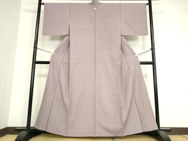 平和屋着物▽手織結城紬 単衣 梅鼠色 証紙付き 正絹 逸品 未使用 DAAV5775az