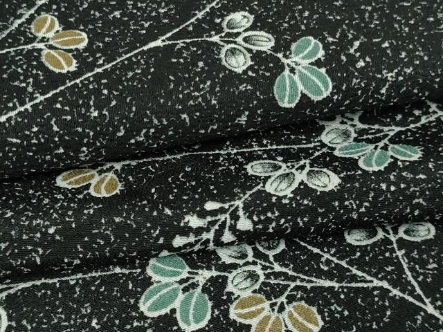 平和屋着物▽小紋 単衣 枝葉文 黒地 洗える着物 DAAW9176sf