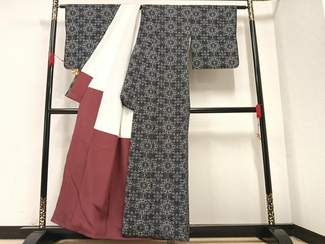 平和屋着物●上質な紬 花づくし 正絹 逸品 AABA4309ph