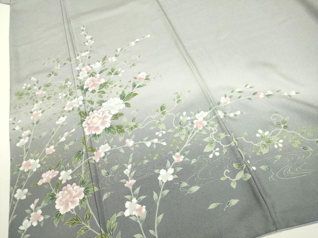平和屋着物●訪問着 流水枝花文 暈し染め 正絹 逸品 DAAV3397du