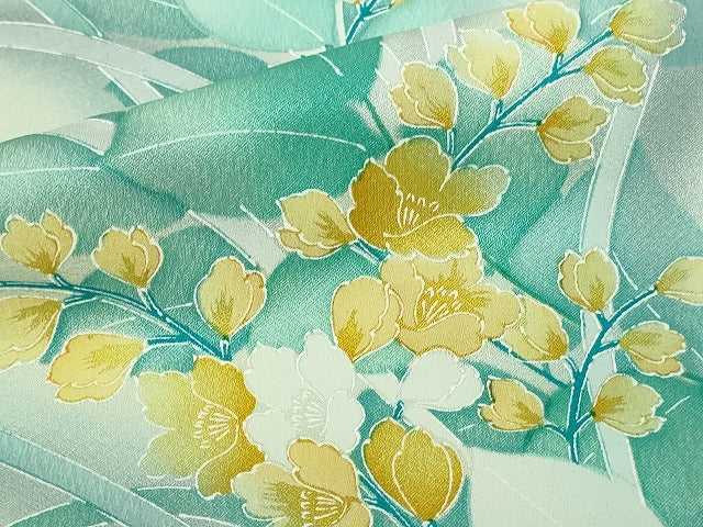 平和屋着物▽上質な小紋 単衣 草花文 暈し染め 正絹 逸品 DAAW9252sf