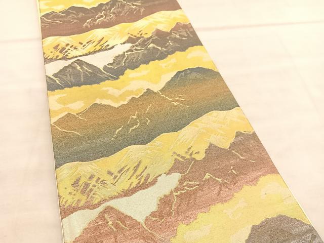 平和屋着物◎西陣 六通柄袋帯 山脈 金銀糸 証紙付き 正絹 逸品 BAAV1536hv