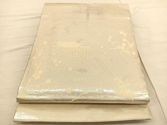 平和屋着物◎六通柄袋帯 京洛百景 清水 銀糸 正絹 逸品 BAAV1900hv