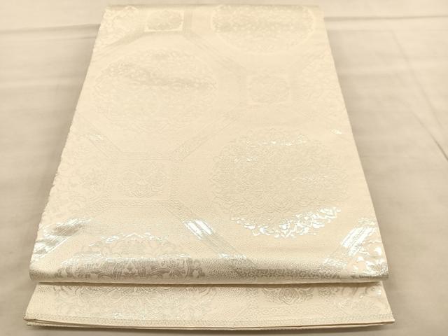 平和屋着物◎西陣 両面 六通柄袋帯 唐織 華紋更紗文 九百錦 銀糸 正絹 逸品 BAAV1614hv