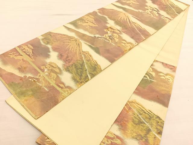 平和屋着物◎六通柄袋帯 遠山風景文 金糸 正絹 逸品 BAAV1698hv
