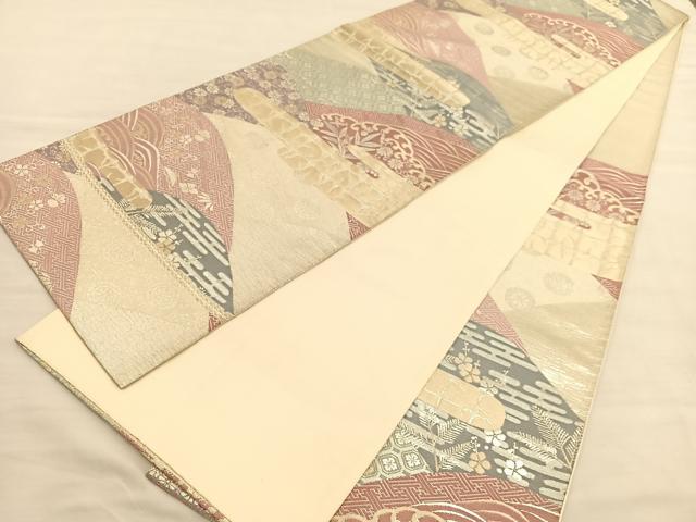平和屋着物◎六通柄袋帯 重山立波松竹梅 金銀糸 正絹 逸品 BAAV1777hv