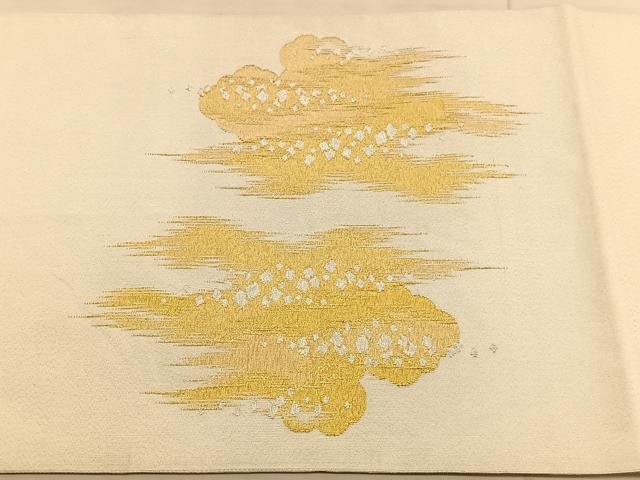 平和屋着物◎太鼓柄袋帯 綴れ 瑞雲箔散らし文様 金銀糸 正絹 逸品 BAAV1798hv