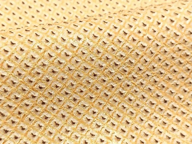 平和屋着物●全通柄九寸名古屋帯 支子色 総絞り 正絹 逸品 未使用 BAAU6995yc