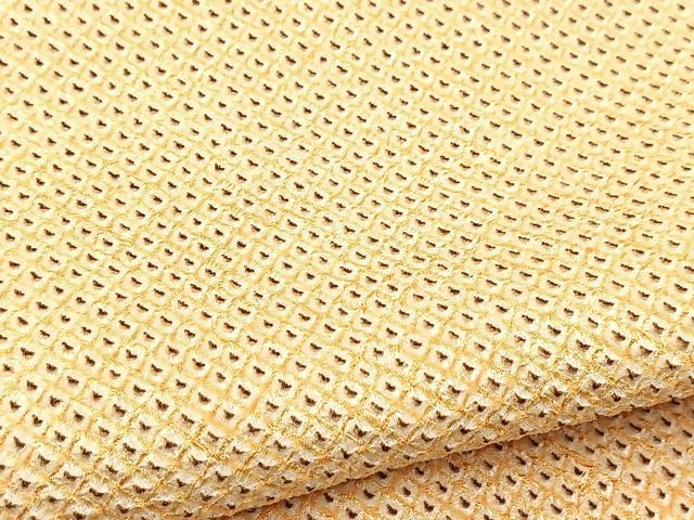 平和屋着物●全通柄九寸名古屋帯 支子色 総絞り 正絹 逸品 未使用 BAAU6995yc