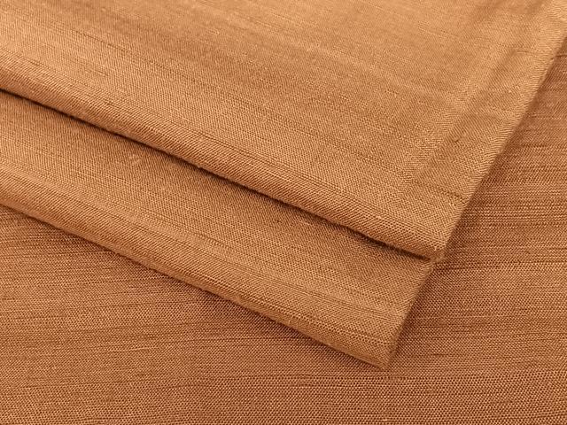 平和屋着物●結城紬 色無地 柿渋色 正絹 逸品 AABA0126zg