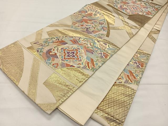 平和屋着物◎六通柄袋帯 唐織 こうさい錦 地紙花鳥文 金糸 正絹 逸品 CAAY0829qv