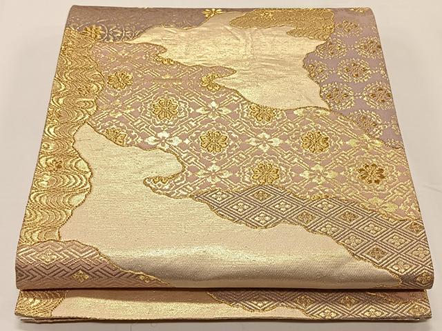 平和屋着物◎六通柄袋帯 道長吉祥文 金糸 正絹 逸品 CAAY0883qv