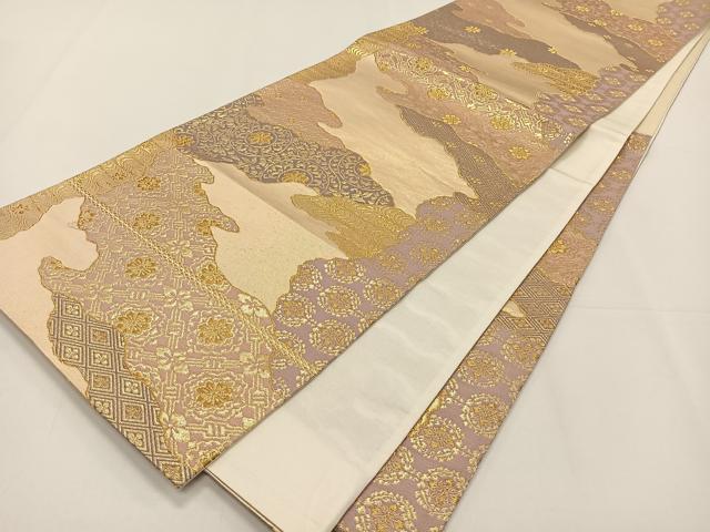 平和屋着物◎六通柄袋帯 道長吉祥文 金糸 正絹 逸品 CAAY0883qv