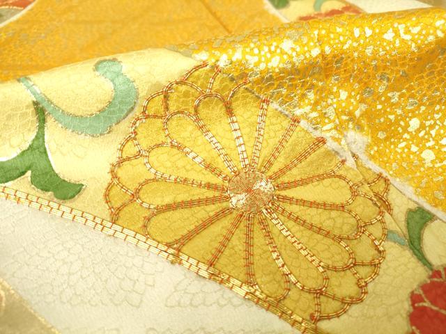 平和屋着物▽豪華振袖 単衣 駒刺繍 短冊花文 金彩 正絹 逸品 DAAV5804az