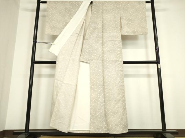 平和屋着物▽上質な小紋 単衣 紬地 石畳文 正絹 逸品 DAAV5824az
