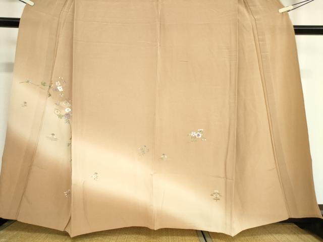 平和屋着物▽訪問着 単衣 総刺繍 花丸文 暈し染め 金糸 正絹 逸品 DAAV5833az