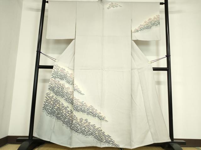 平和屋着物▽訪問着 単衣 友禅 松文 暈し染め 正絹 逸品 DAAV5836az
