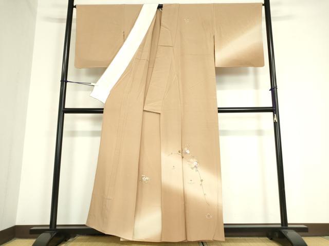 平和屋着物▽訪問着 単衣 総刺繍 花丸文 暈し染め 金糸 正絹 逸品 DAAV5833az