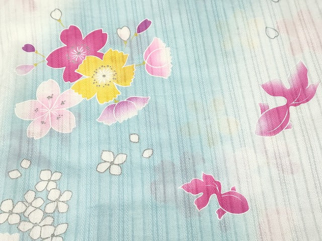 平和屋本店■浴衣 まとめて 3点 金魚 花柄 百合 紫陽花 金彩 など 着用可能多数 ppp2604 km