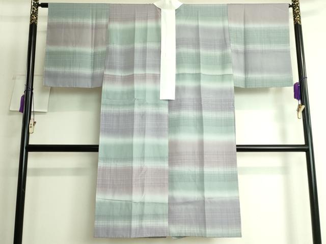 平和屋着物●上質な長襦袢 無双仕立て 紬地 市松格子 暈し染め 逸品 未使用 DZAA9790kh5