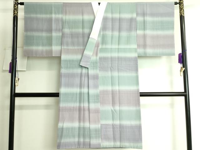 平和屋着物●上質な長襦袢 無双仕立て 紬地 市松格子 暈し染め 逸品 未使用 DZAA9790kh5