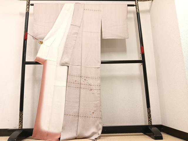 平和屋着物●訪問着 刺繍 草花文 正絹 逸品 AABA7858ph