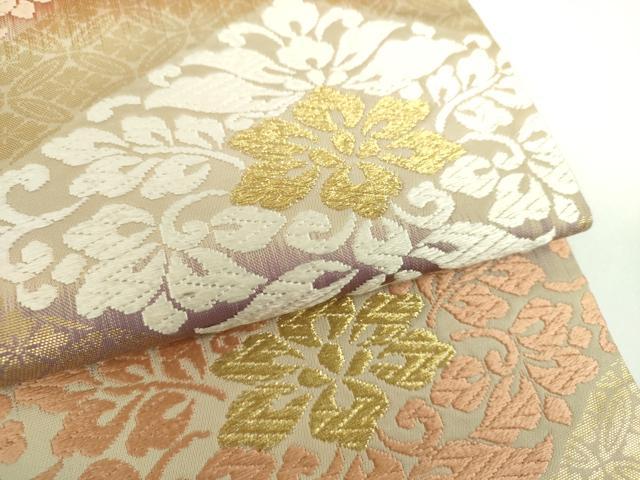 平和屋着物●六通柄袋帯 唐織 花菱文 金糸 正絹 逸品 DAAV6958ps