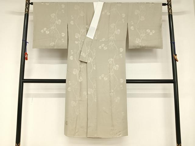 平和屋着物●京都の名門ブランド 銀花仙 長襦袢 袷 蔦の葉地紋 生壁色 正絹 逸品 未使用 AABA0342zg