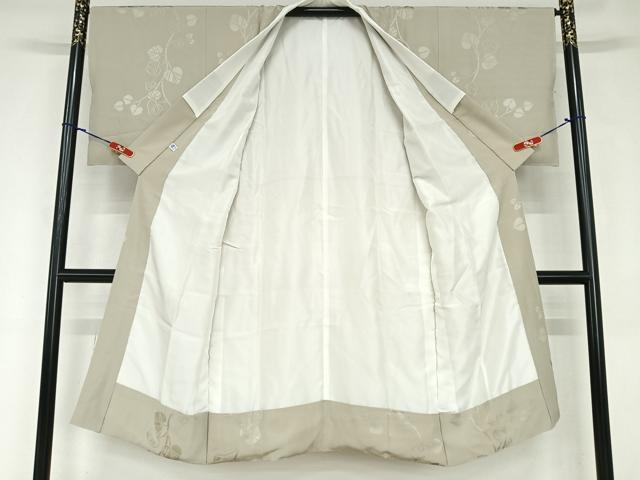 平和屋着物●京都の名門ブランド 銀花仙 長襦袢 袷 蔦の葉地紋 生壁色 正絹 逸品 未使用 AABA0342zg
