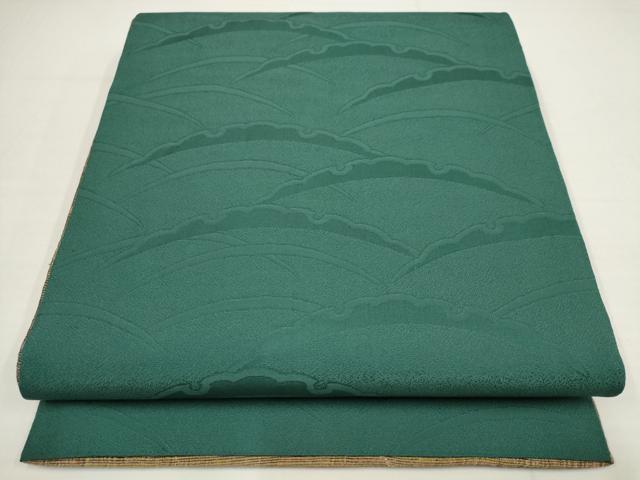 平和屋着物▼六通柄袋帯 横段雪輪文 金通し地 正絹 逸品 AABA8384wj