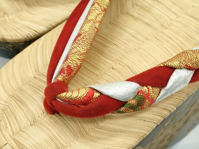 平和屋本店■和装小物 ぽっくり下駄 こっぽり・おこぼ下駄 畳表 飛鶴文 逸品 逸品 CZAA3675s5