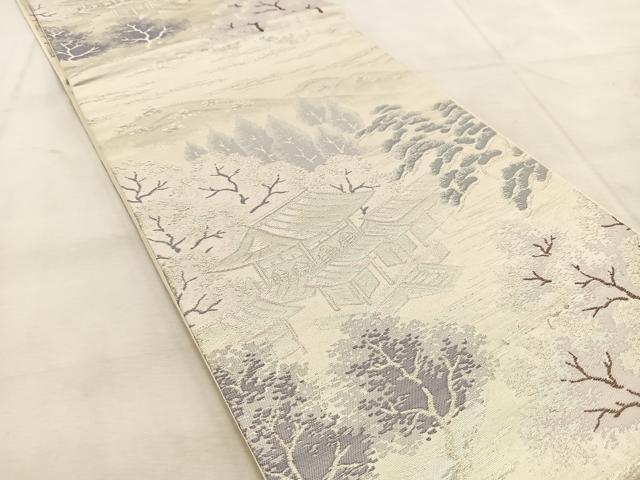 平和屋着物◎六通柄袋帯 平等院 銀糸 正絹 逸品 BAAU8691yc