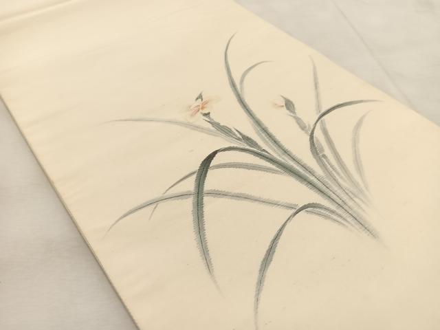 平和屋着物◎太鼓柄袋帯 手描き 草花文 正絹 逸品 BAAU8688yc