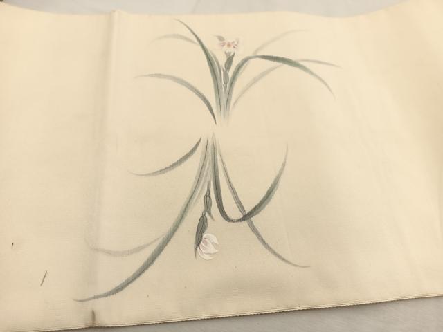 平和屋着物◎太鼓柄袋帯 手描き 草花文 正絹 逸品 BAAU8688yc