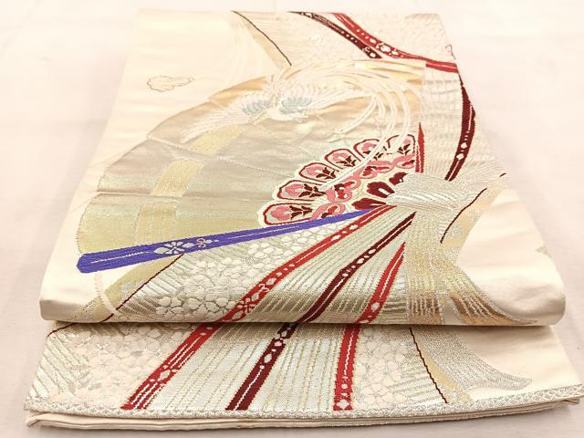 平和屋着物◎西陣 六通柄袋帯 唐織 花樹王鳥文 金銀糸 正絹 逸品 BAAU8802yc