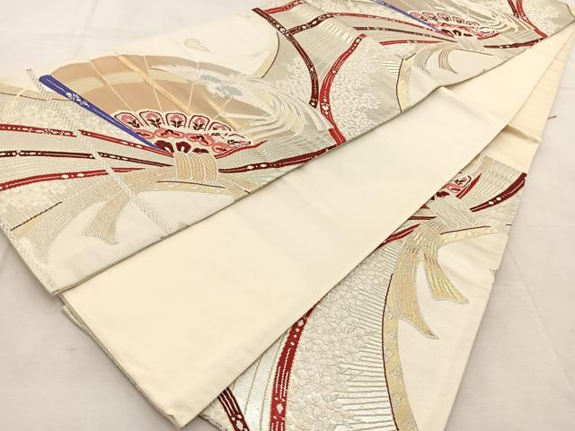 平和屋着物◎西陣 六通柄袋帯 唐織 花樹王鳥文 金銀糸 正絹 逸品 BAAU8802yc