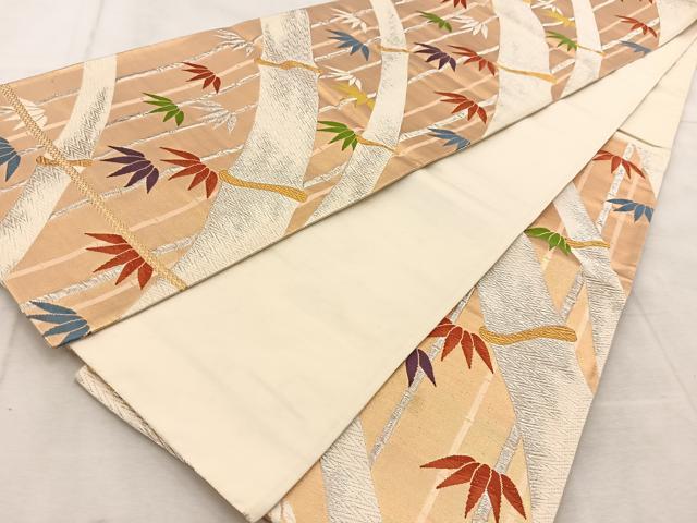 平和屋着物◎六通柄袋帯 唐織 竹林 金銀糸 正絹 逸品 BAAU8801yc