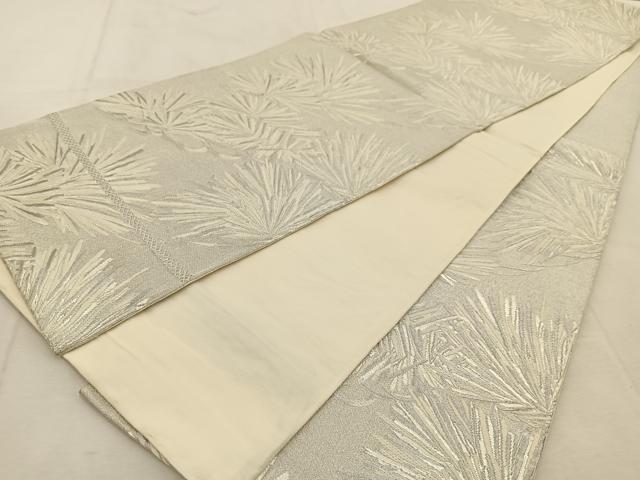 平和屋着物◎六通柄袋帯 唐織 若松葉 銀糸 正絹 逸品 BAAU8794yc