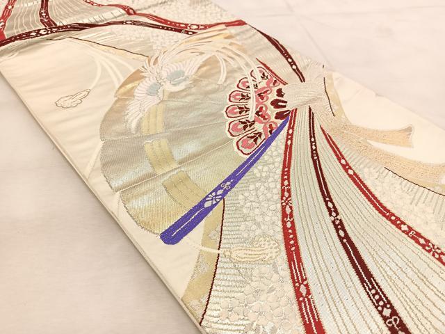 平和屋着物◎西陣 六通柄袋帯 唐織 花樹王鳥文 金銀糸 正絹 逸品 BAAU8802yc