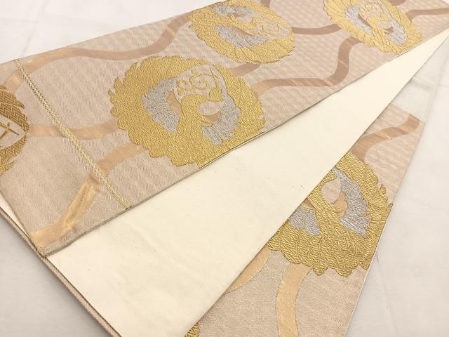 平和屋着物◎六通柄袋帯 立涌飛鶴丸文 金銀糸 正絹 逸品 BAAU8844yc