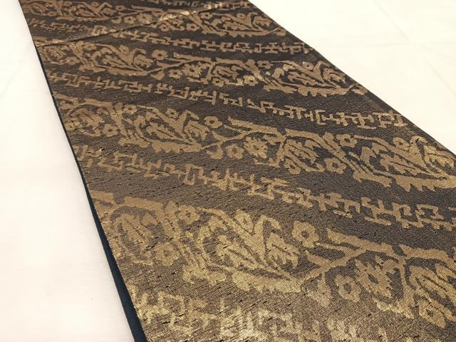 平和屋着物◎六通柄袋帯 斜線花文 金糸 正絹 逸品 BAAU8828yc
