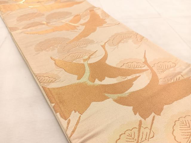 平和屋着物◎六通柄袋帯 飛鶴松文 金糸 正絹 逸品 BAAU8813yc