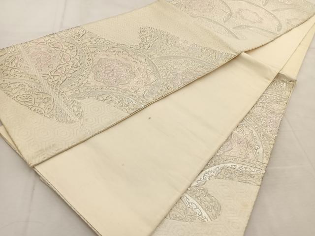 平和屋着物◎六通柄袋帯 唐織 正倉院青海波 銀糸 正絹 逸品 BAAU8826yc