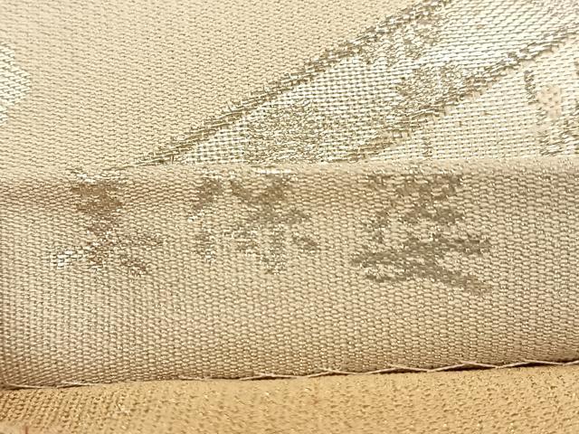 平和屋着物◎西陣 美保姿 染色図案家 橋閑歩 両面 全通柄袋帯 屏風花鳥文 銀糸 正絹 逸品 BAAU8853yc
